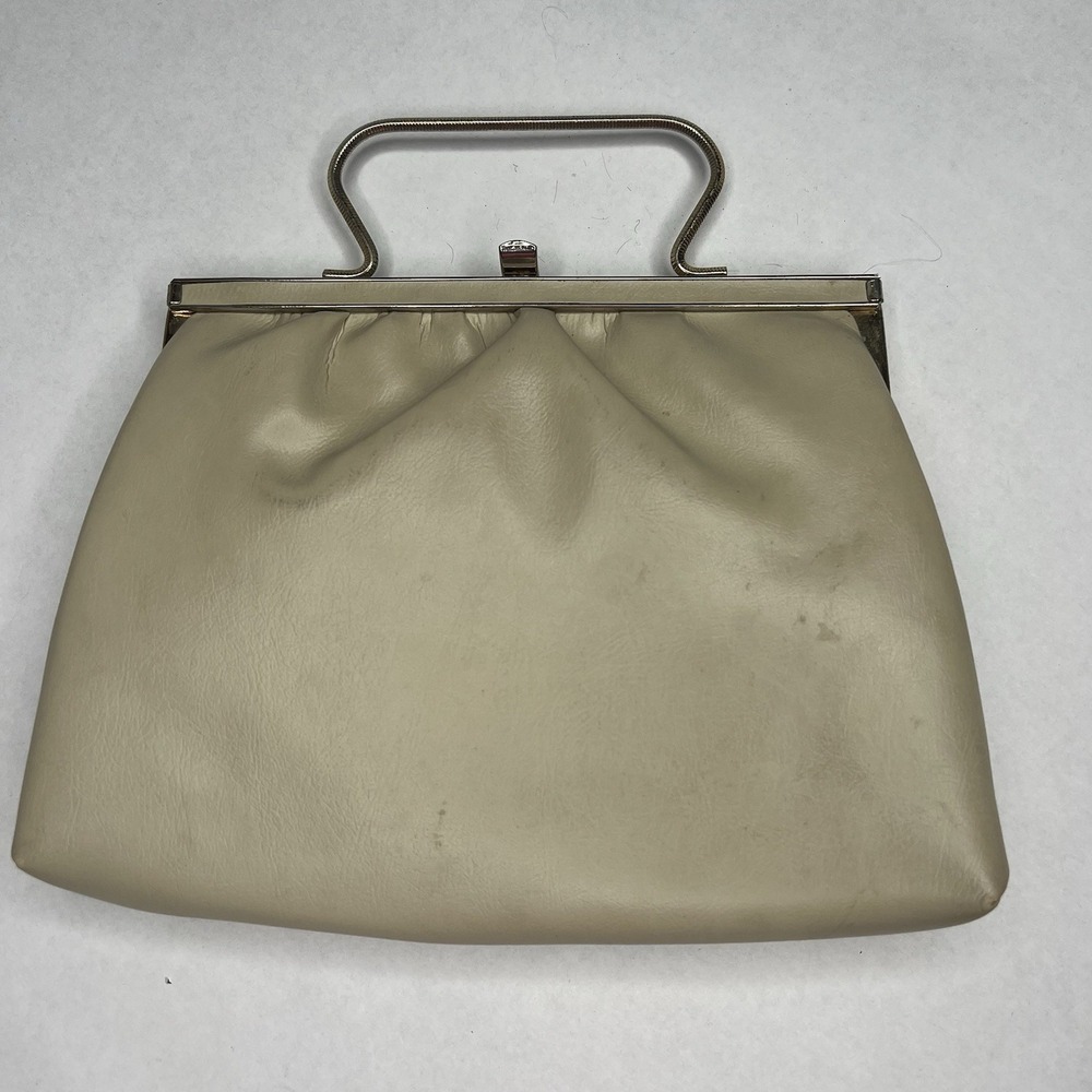 Vintage 50s 60s Andé Pearlescent Leather Faux Leather Evening‎ Bag Hidden Handle